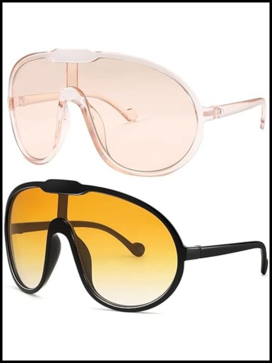 Oversized One Piece Shield Sunglasses UV400 UV Protected Wrap Around Adult